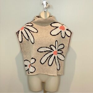 THML Beige Floral Cowl Neck Sweater, Medium